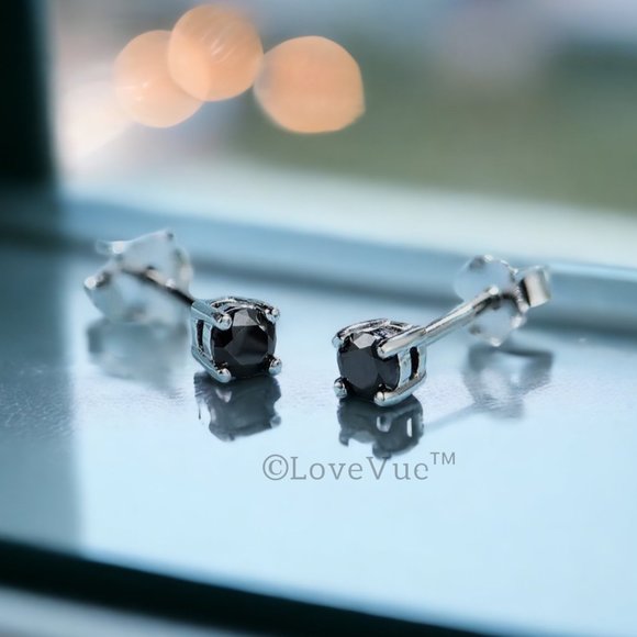 0.30ct. t.w. Black Diamond Solitaire Dainty Earrings VVS1 - Picture 6 of 14